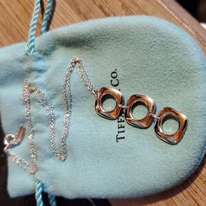 Tiffany & Co. Triple Square Cushion Drop Sterling Silver Necklace